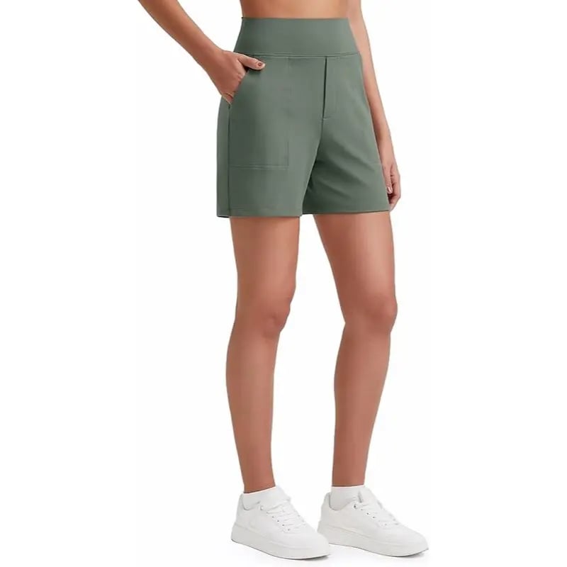 🔥 High-Waisted Bermuda Shorts with Pockets – Look Slimmer, Feel Comfortable