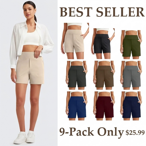 🔥 High-Waisted Bermuda Shorts with Pockets – Look Slimmer, Feel Comfortable